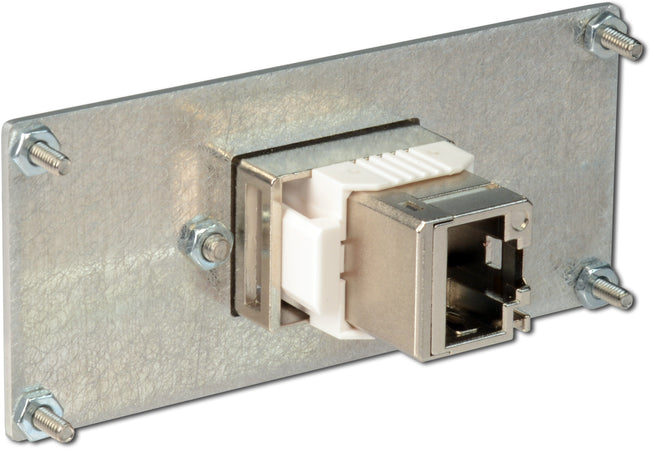 End plate with RJ45/Cat7 panel mount insert and mounting hardware