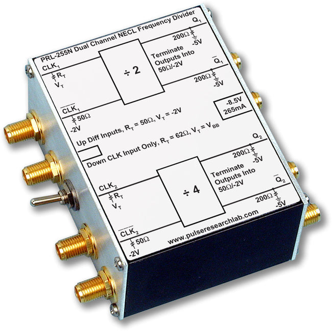 PRL-255N-SMA-OEM, NECL Freq. Divider (f/2, f/4), SMA I/O Connectors, No Power Supply